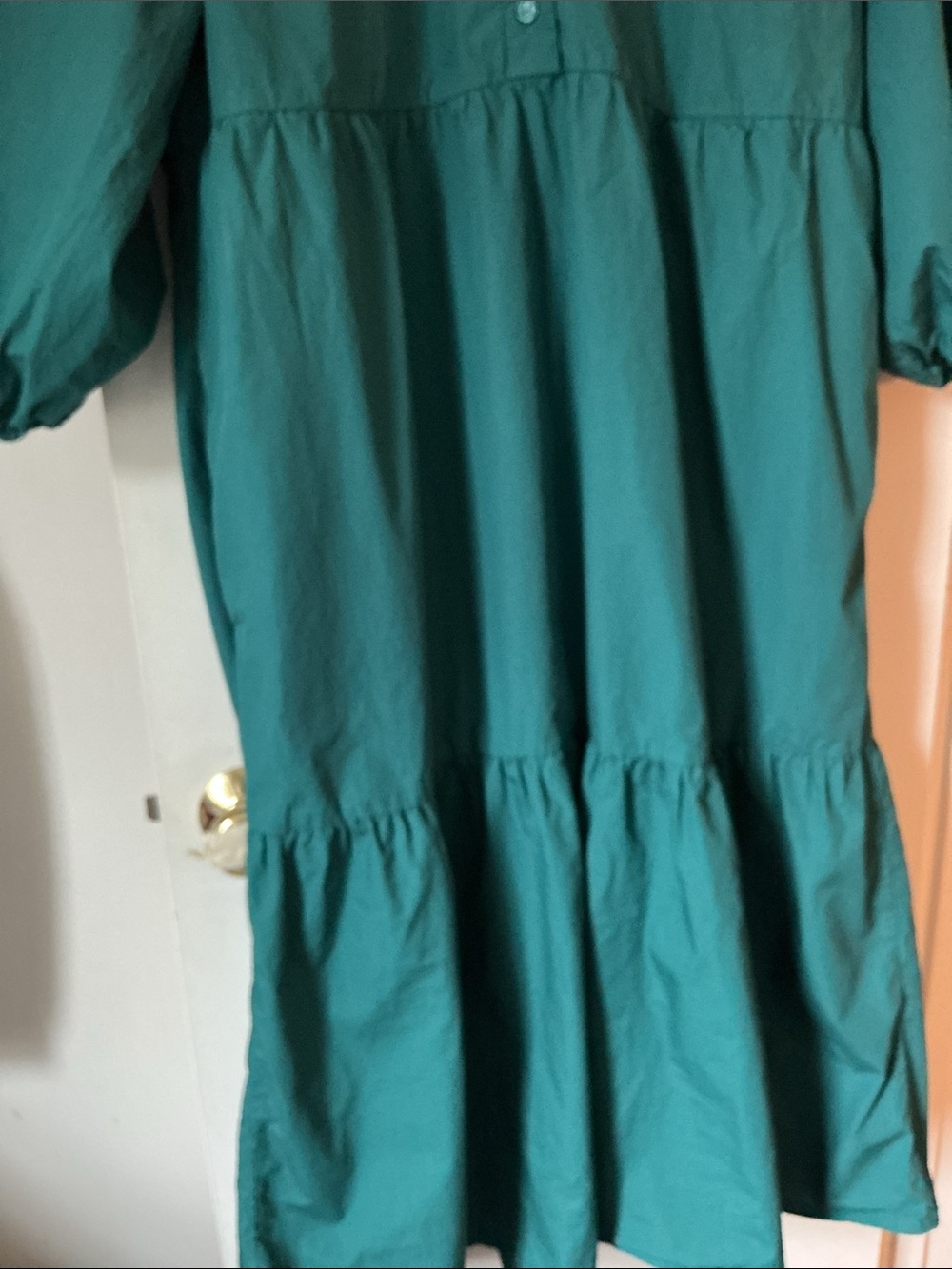 QUINCE Oversized Teal Tiered Shirt Dress - - Picture 2 of 5